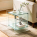 Acrylic End Table Square: 2-Tier Nightstand Desk Clear Green Brown
