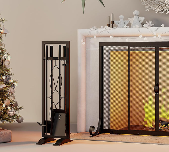 Fire Beauty 5-Piece Wrought Iron Indoor Fireplace Tools Set for Wood Stove