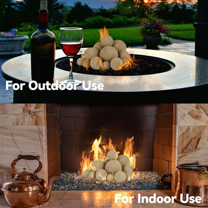 Skyflame 12PCS Fire Pit Ceramic Balls for Indoor Outdoor Fireplace