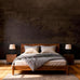 Bumoo Brown Peel and Stick Limewash Wallpaper 16'' x 590'' Coffee Concrete Self-Adhesive Cholocate Contact Paper Modern Texture Moody Leather Waterproof Matte Mural for Living Room Garage Kitchen
