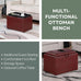 Convenience Concepts Designs4Comfort Accent Storage Ottoman 22.75" - Modern Foot Stool with Decorative Tray for Living Room, Dining Room, Office, Burgundy Faux Leather