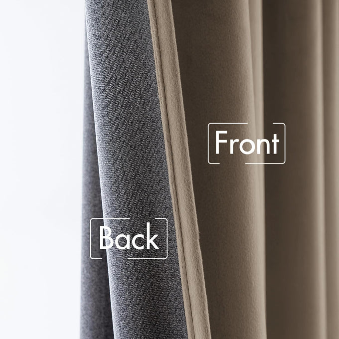 MIULEE Velvet Curtains 52x108 inches 2 Panels Light Taupe Blackout Curtains