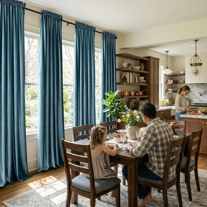 Stone Blue Velvet Curtains 120 inches for Living Room Luxury Room Darkening Grayish Blue Curtain Elegant Bedroom Thermal Insulated Modern Heavy Soft Soundproof Rod Pocket Window Drapes Set of 2 Panel
