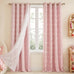 NICETOWN Lavender Purple Pom Pom Curtains, Room Darkening Double Layer Sheer Drapes for Girls Bedroom, Thermal Insulated Window Treatments, W52 x L84, 2 Panels