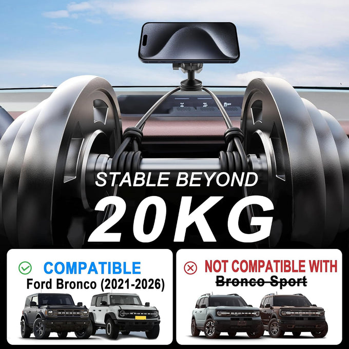 Magnetic Wireless Charging Phone Mount for Ford Bronco 2021-2026 2/4 door