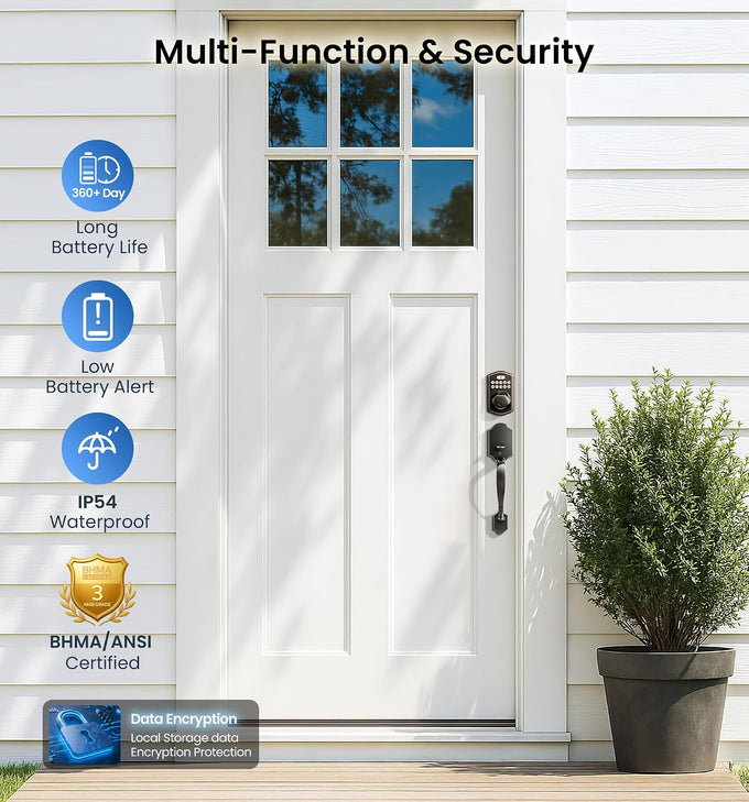 Veise KS02A Fingerprint Door Lock, Keypad Deadbolt, Oil Rubbed Bronze
