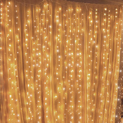 Twinkle Star 300 LED Window Curtain String Lights, Warm White, 2 Pack