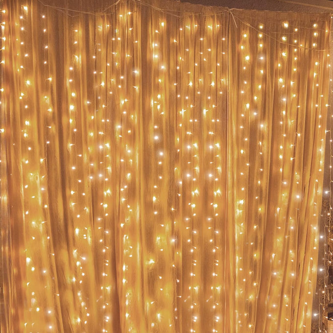 Twinkle Star 300 LED Window Curtain String Lights, Warm White, 2 Pack