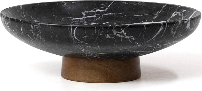 Marble Decorative Fruit Bowl for Home Decor Entryway Pedestal Bowl - White