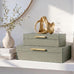Decorative Storage Boxes with Lids - Set of 2 PU Leather Organizer Bins