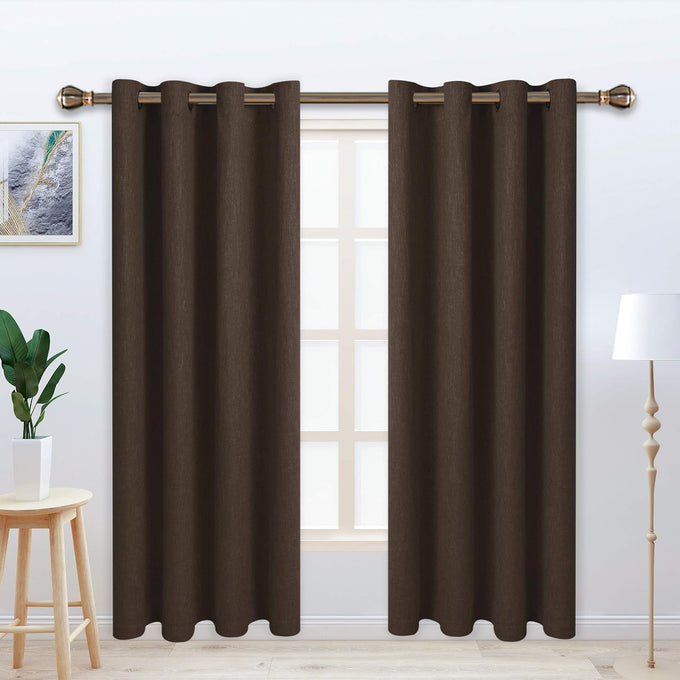 LORDTEX Linen Look Textured Blackout Curtains with Thermal Insulated Liner