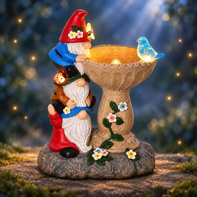 Nacome Solar Garden Gnome Statue: Funny Triple Stacked Figurine Decor