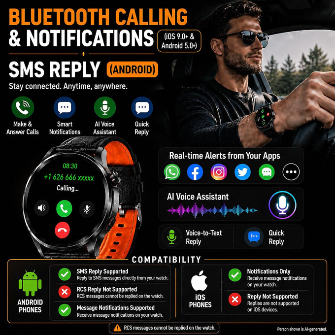Smart Watch for Men with GPS, 1.46"AI Smartwatch, BT Call/Text Reply