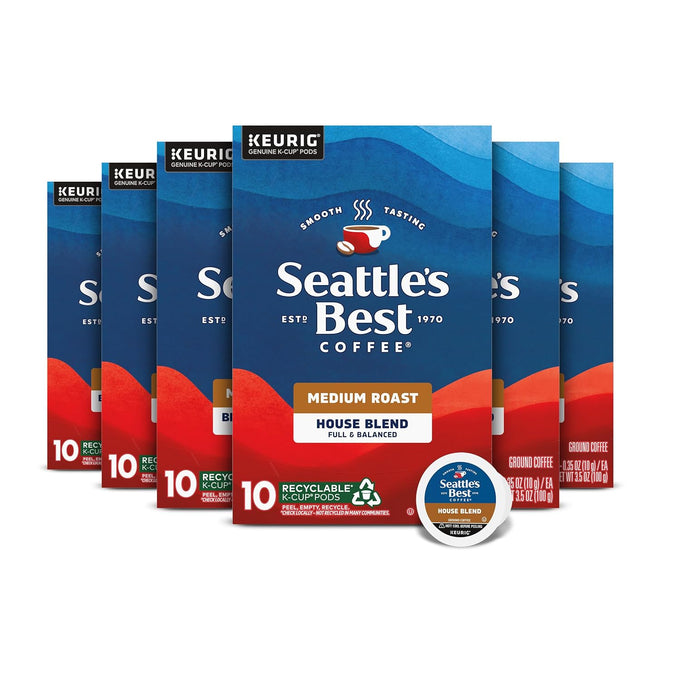 Seattle's Best Coffee K-Cup Pods House Blend Medium Roast, 6 Boxes 60 Pods