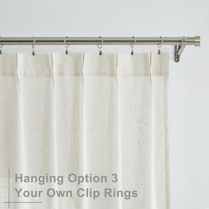 WEST LAKE 120 Inches Long Bailey Natural Pinch Pleated Semi Sheer Curtains