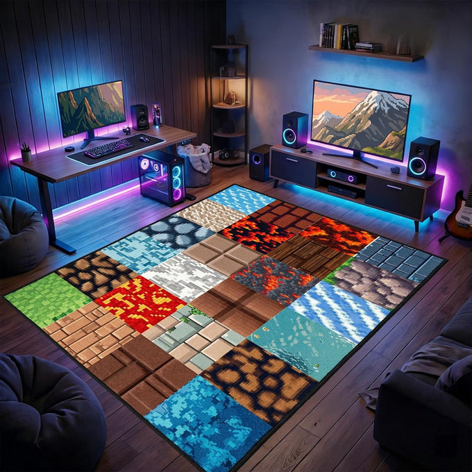 Cool Game Rug for Teen Boys Room Funny Gamer Rug for Boys Bedroom, Gaming Carpet Kids Play Mat for Living Room Playroom Game Decoration Floor Mats, 5'x7'