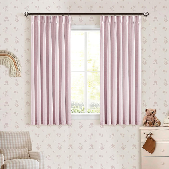 Cream Beige Linen Black Out 96 Inch Curtains for Bedroom Windows 2 Panels