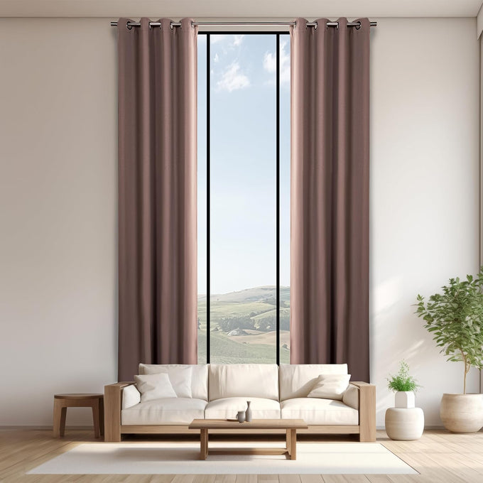 Best Home Fashion 18 FT Grommet Curtain, 1 Panel, 52 x 216, Mocha