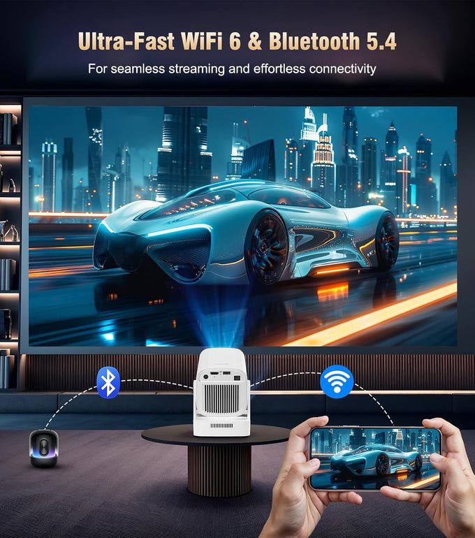 【Auto Focus&1080P】Magcubic Mini Smart Projector 4K Support, Built in Apps