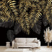 Golden Botanical Leaf wallpeper Living Room Bedroom wall Mural - 91"x65"（Not Peel and Stick）