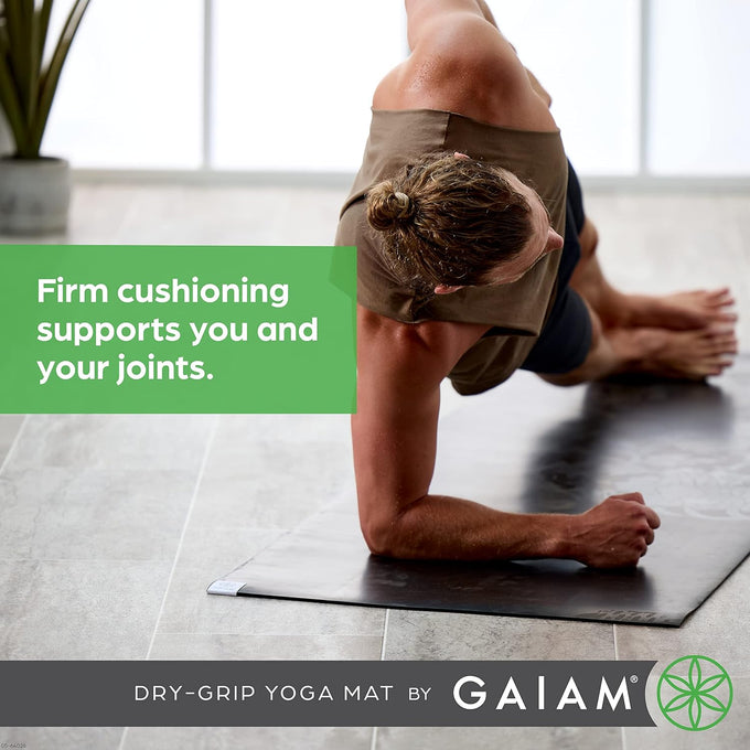 Gaiam Dry-Grip Yoga Mat, Non-Slip, Hot Yoga