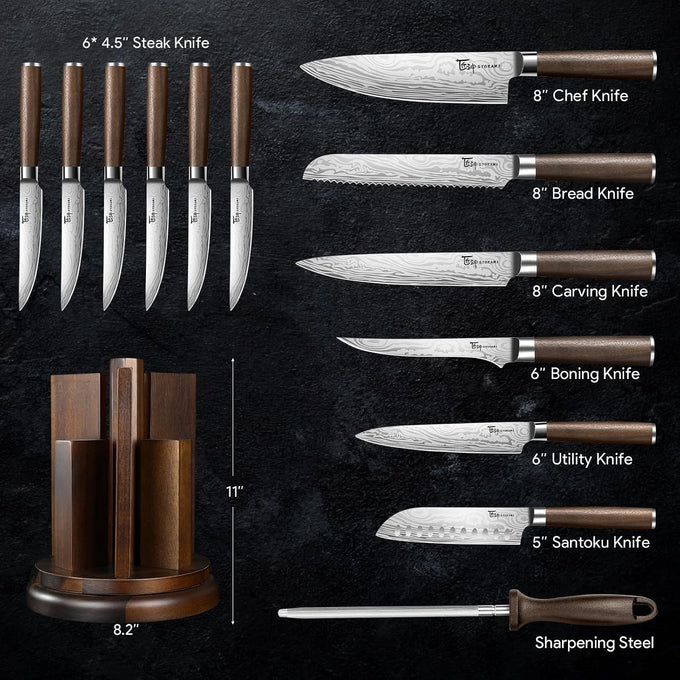SYOKAMI 14-Piece Kitchen Knife Set with Magnetic Block, New for 2026