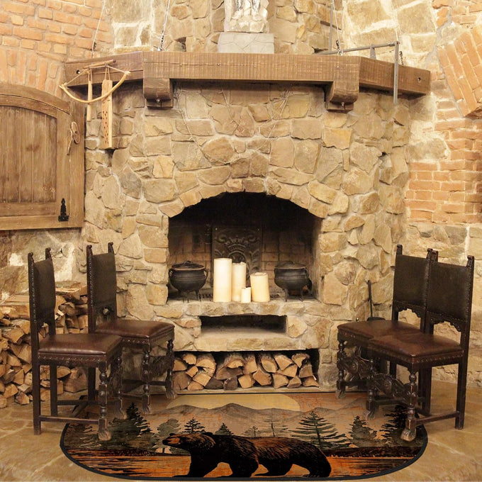 Demissle Fireplace Hearth Rug, Bear, 24 x 59 Inch