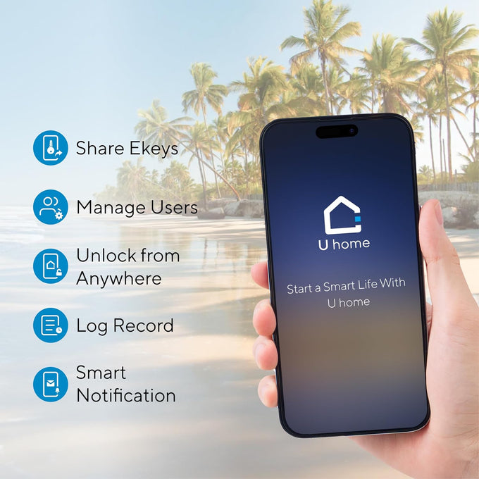 ULTRALOQ Bolt Fingerprint WiFi Smart Lock with Handle, Remote Access, Black