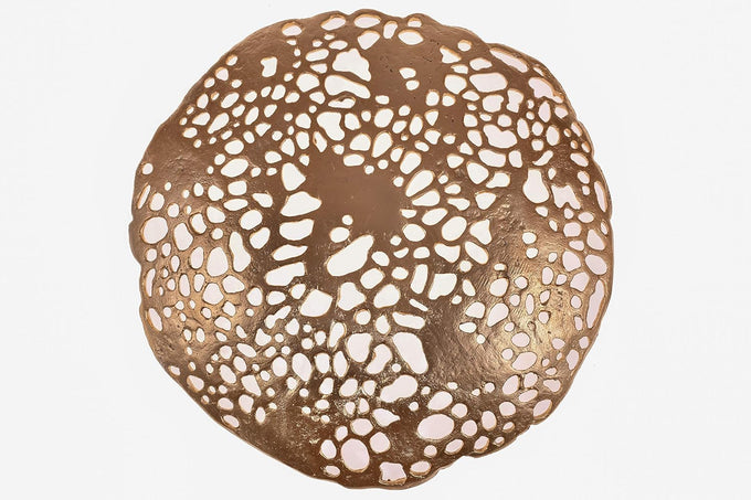 DeKulture Handmade Gold Amoeba Tray, 17 in Diameter — Decorative Centerpiece for Home Decor, Weddings & Holiday Tables