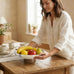 Marble Decorative Fruit Bowl for Home Decor Entryway Pedestal Bowl - White