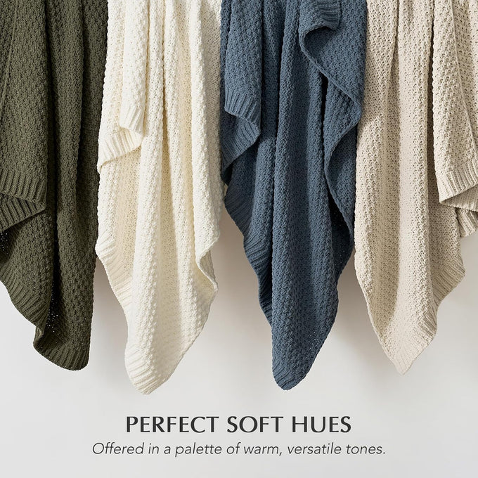 EVERGRACEHOME Chunky Chenille Knit Throw Blanket, 50 x 60, Olive Green