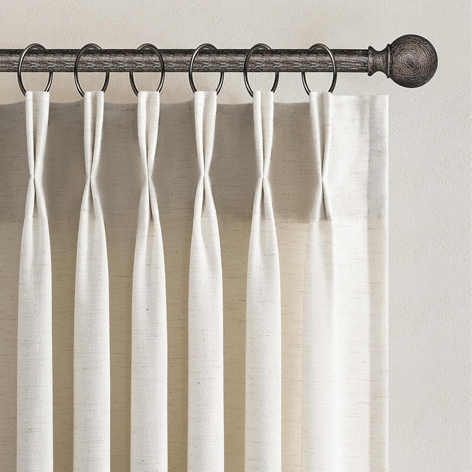 Topfinel 108 Inch Pinch Pleated Curtains 2 Panels,Birch Semi Sheer Curtains with Pleated Hooks Back Tab for Track System,Extra Long 9ft Curtain for Living Room Bedroom,40x108,Natural