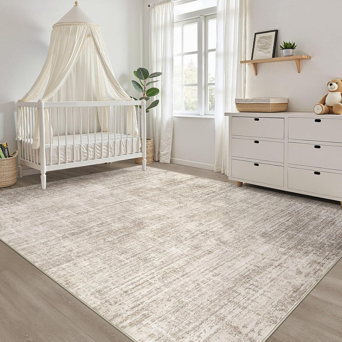 LOONGRUG 8x10 Area Rugs Washable Neutral Modern Rug for Living Room Brown
