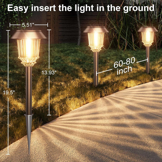 XMCOSY+ Solar Pathway Lights Outdoor, 6 Pack Solar Light Outdoor Waterproof