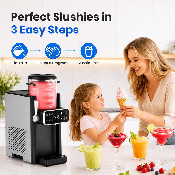 Slushie Machine for Home, Ice Cream Maker, 6 Presets, No Ice Needed, Black