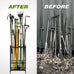 Garden Tool Organizer, Garage Tool Organizer & Garage Organization, Heavy Duty Steel Tool Storage Rack Holds 35 Rakes, Brooms Tools, Broom Holder and Mop Holder, Shed Organizer for Home Organization