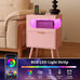 Veegle Nightstand,Modern Bedside Table with Storage Drawer and Open Wood Shelf, Accent Night Stand with Solid Wood Legs for Living Room, Bedroom and Small Spaces,Easy Assembly (Pink-1)