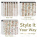 jinchan Beige Floral Linen Curtains 108 Inch Vintage Back Tab 2 Panels