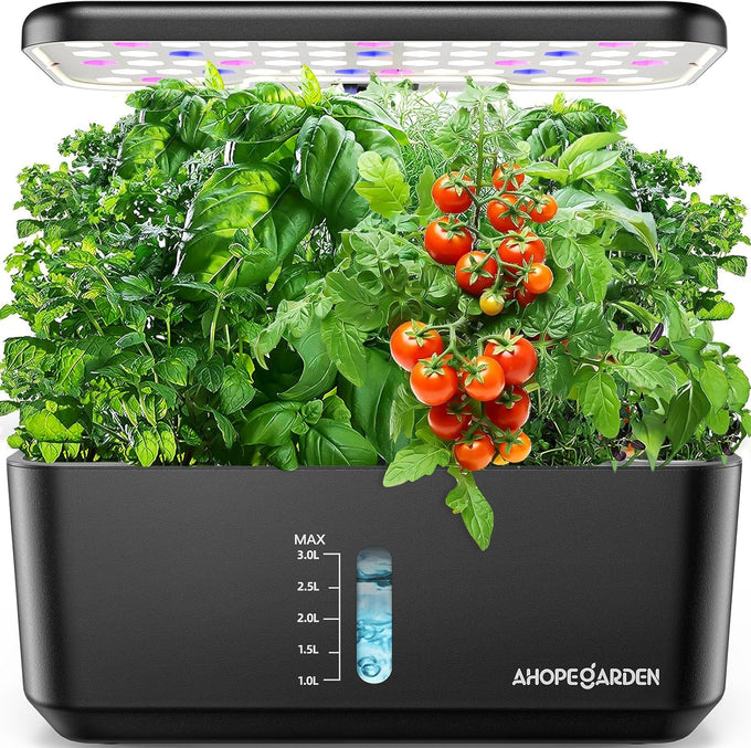 Ahopegarden Indoor Garden Hydroponics Growing System: 10 Pods Kit with LED