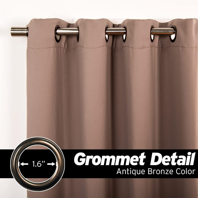 Best Home Fashion 18 FT Grommet Curtain, 1 Panel, 52 x 216, Mocha