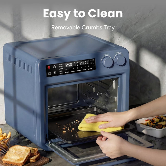 SMIRLY Digital Air Fryer Toaster Oven Combo, 25L Stainless Steel, Blue