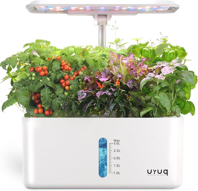 URUQ 8 Pods Hydroponics Growing System with LED Grow Light - Black