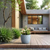 Kante Modern Home Minimalist 14" Dia Blue Gray Concrete Bowl Planter