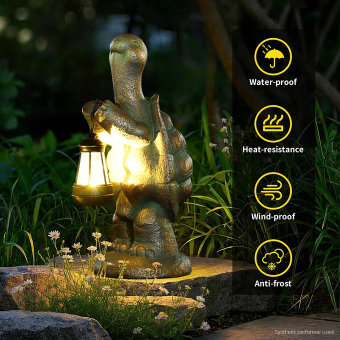 17-Inch Solar Turtle Garden Statue with LED Lantern Outdoor Decor