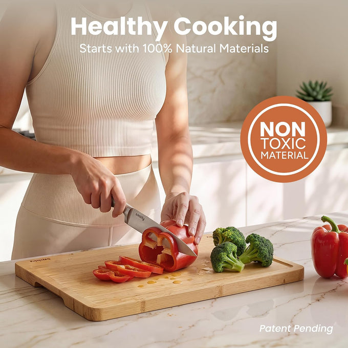 SMIRLY Cutting Boards for Kitchen, 3 Piece Bamboo Cutting Board with Stand