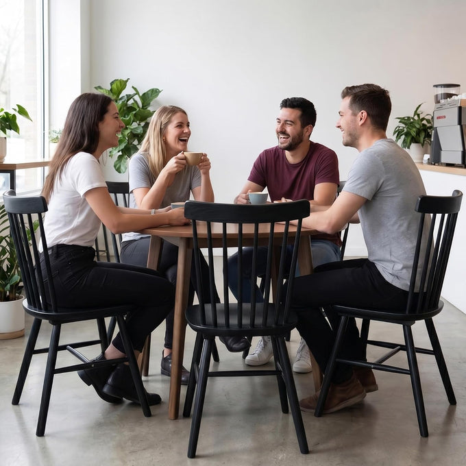 AreShark Windsor Dining Chairs Solid Wood Spindle Back, Set of 4, Black