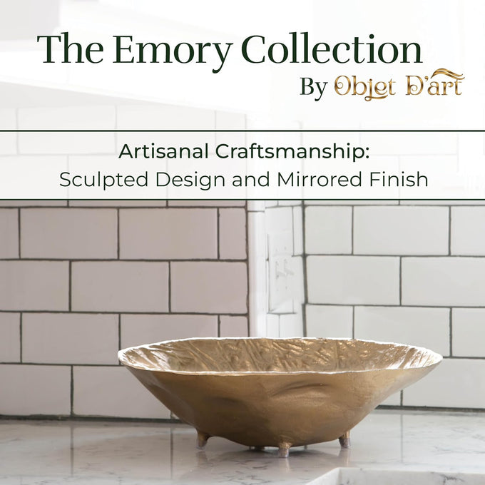 OBJET D'ART Emory Decorative Round Gold Bowl, Set of 2