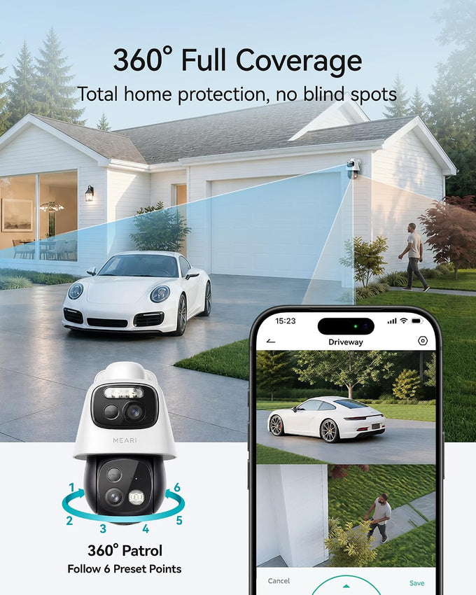 MEARI 2.5K Dual Lens Plug-in WiFi Cameras for Home Security Indoor/Outdoor