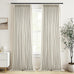 Topfinel 108 Inch Long Pinch Pleated Blackout Curtains for Living Room, Natural Linen Thick Linen Pleat Drapes for French Door Decoration, Cozy Rustic American Window Treatment Cream Beige 52"W*108"L