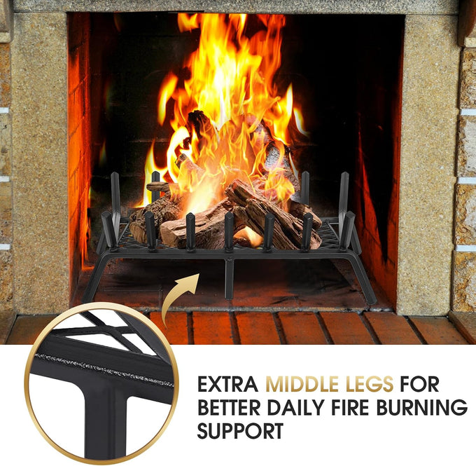 Good GAIN Fireplace Grate 26in Heavy Duty w/Ember Retainer,Fire Log Holder